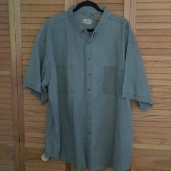 C.E. Schmidt Army Green Short Sleeve  Chest Pockets Work Button Down Shirt 2XL - Picture 1 of 9